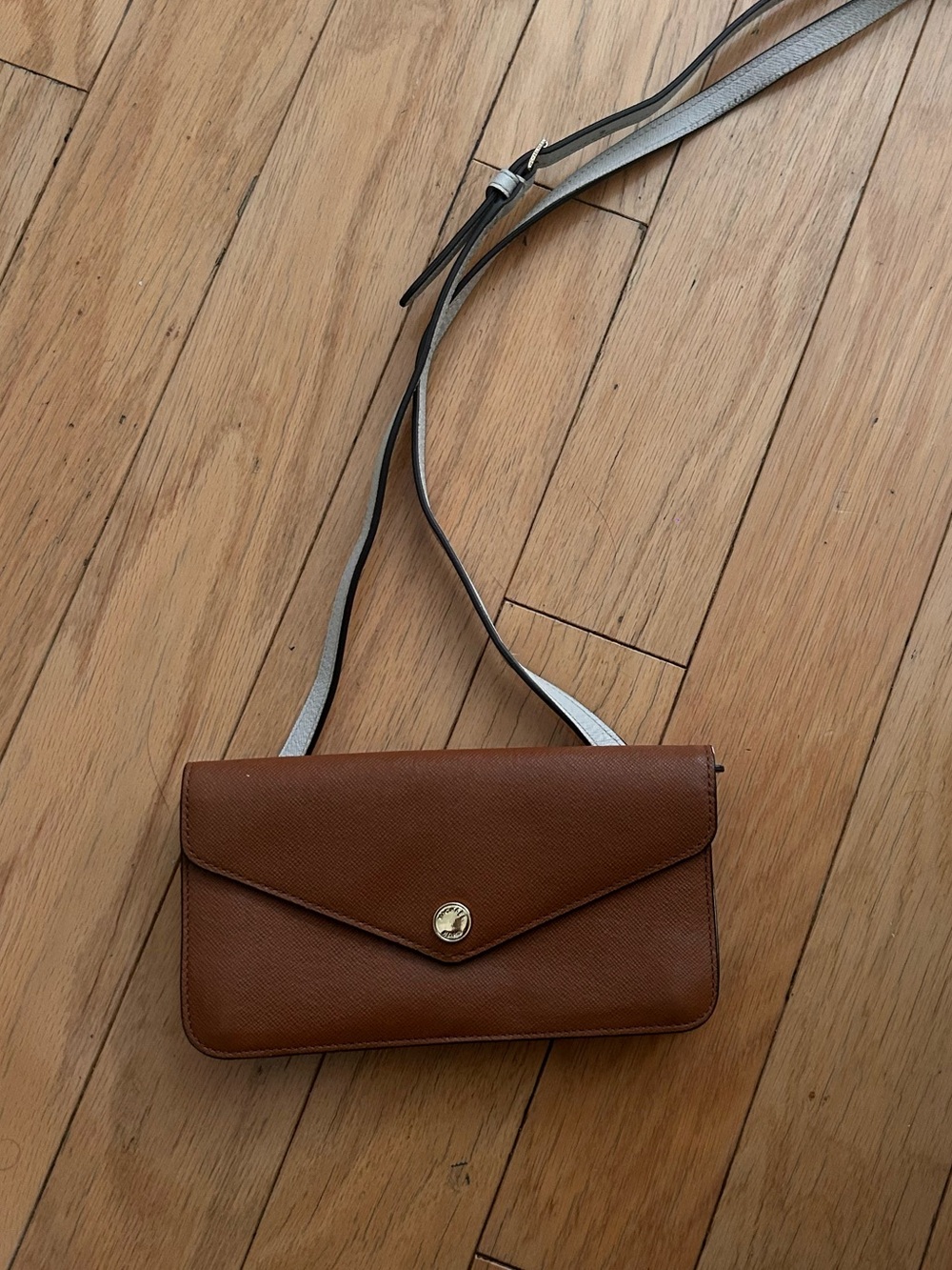 Michael Kors Brown Leather Envelope Crossbody with Gold-Tone Snap